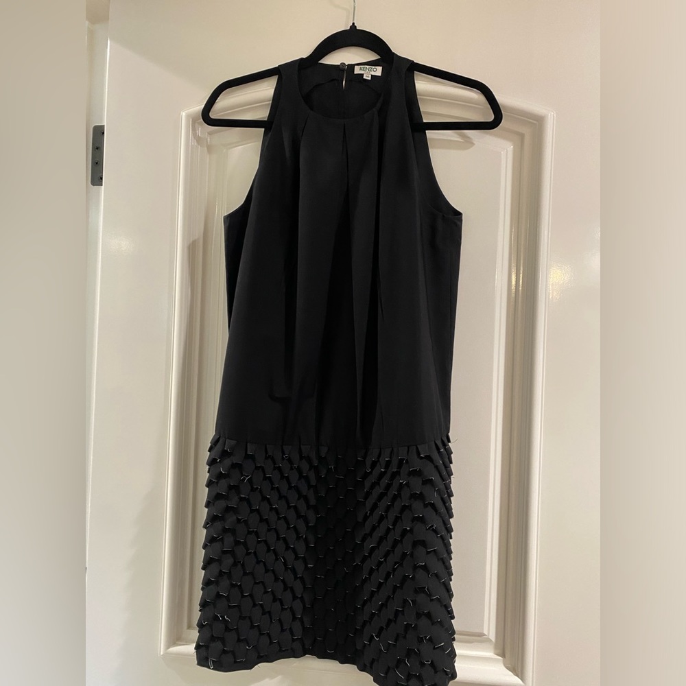 Beautiful Black Kenzo Dress With Scalloped Skirt